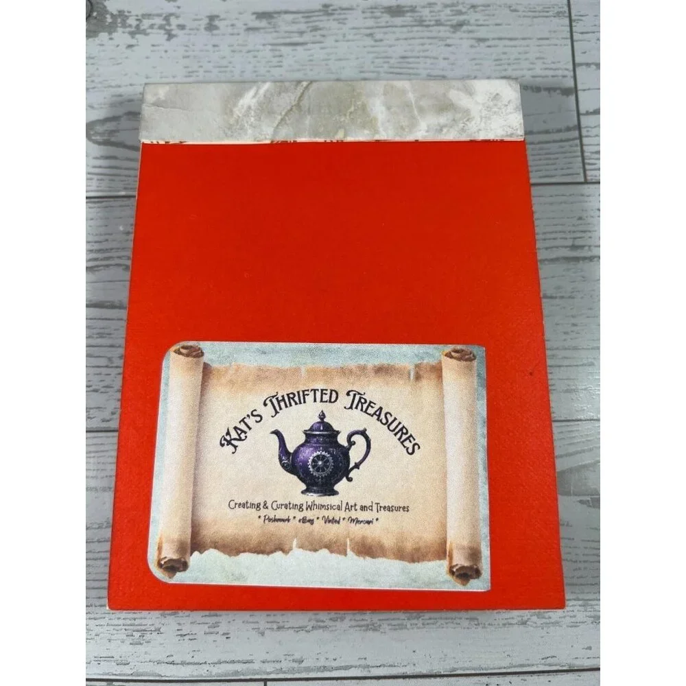 Handmade Notebook  Red Hearts & Botanical Design  4.25